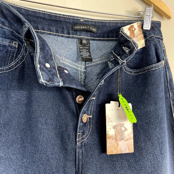 Sincerely Jules Jeans Womens 9/29 Blue High Waist Button Fly Mom Stovepipe Dark - Picture 6 of 10